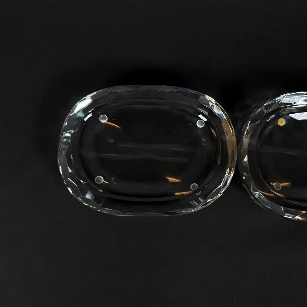 Lot of 2 Oleg Cassini Saks Fifth Avenue Crystal Glass Oval SOAP Dish 4.5